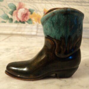 vintage cowboy boot blue mountain pottery~ 1967centennial